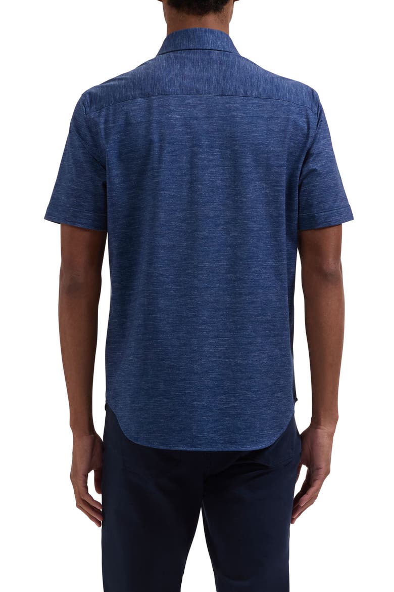 Miles OoohCotton® Space Dye Short Sleeve Button-Up Shirt, Alternate, color, NAVY