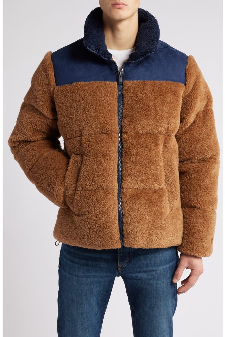 Emette UGGfluff Puffer Jacket, Alternate, color, CHESTNUT / MARINER