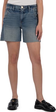 KUT from the Kloth Hailey Raw Hem High Rise Denim Bermuda Shorts