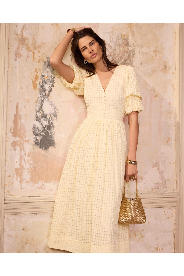 Checked Midi Dress, Alternate, color, Yellow