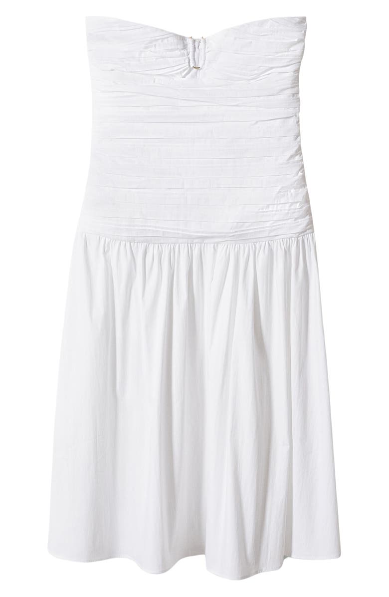 MANGO Strapless Cotton Blend Midi Dress, Alternate, color,