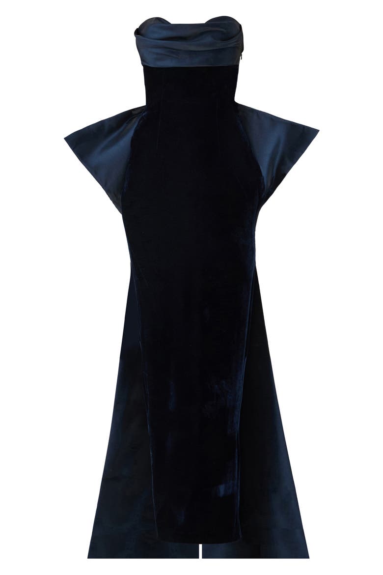 Tiffany Satin & Velvet Gown, Alternate, color, MIDNIGHT BLUE