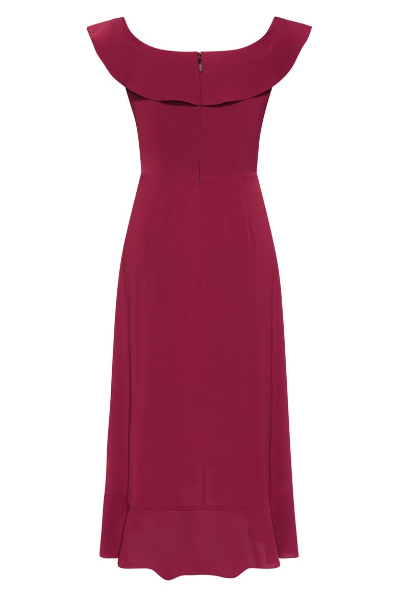 Off the Shoulder Ruffle High/Low Dress, Alternate, color, MERLOT