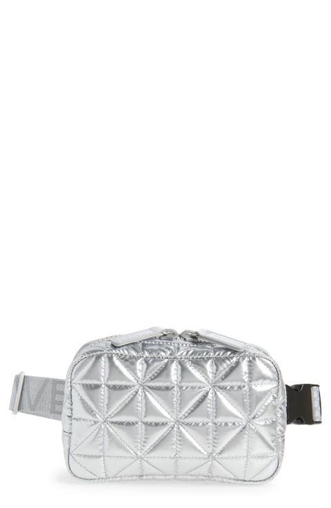 Vee Water Repellent Quilted Metallic Nylon Belt Bag