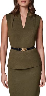 Donna Karan New York Belted Sleeveless V-Neck Sweater