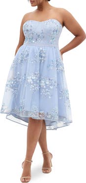 City Chic Ambrosia Sequin Floral Print High-Low Dress