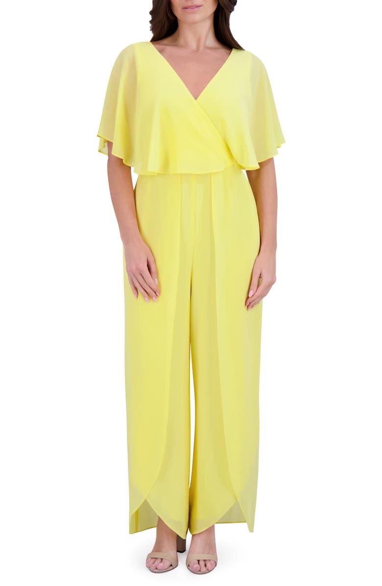 Kensie Plyr Wide Leg Jumpsuit, Main, color, Light Yellow