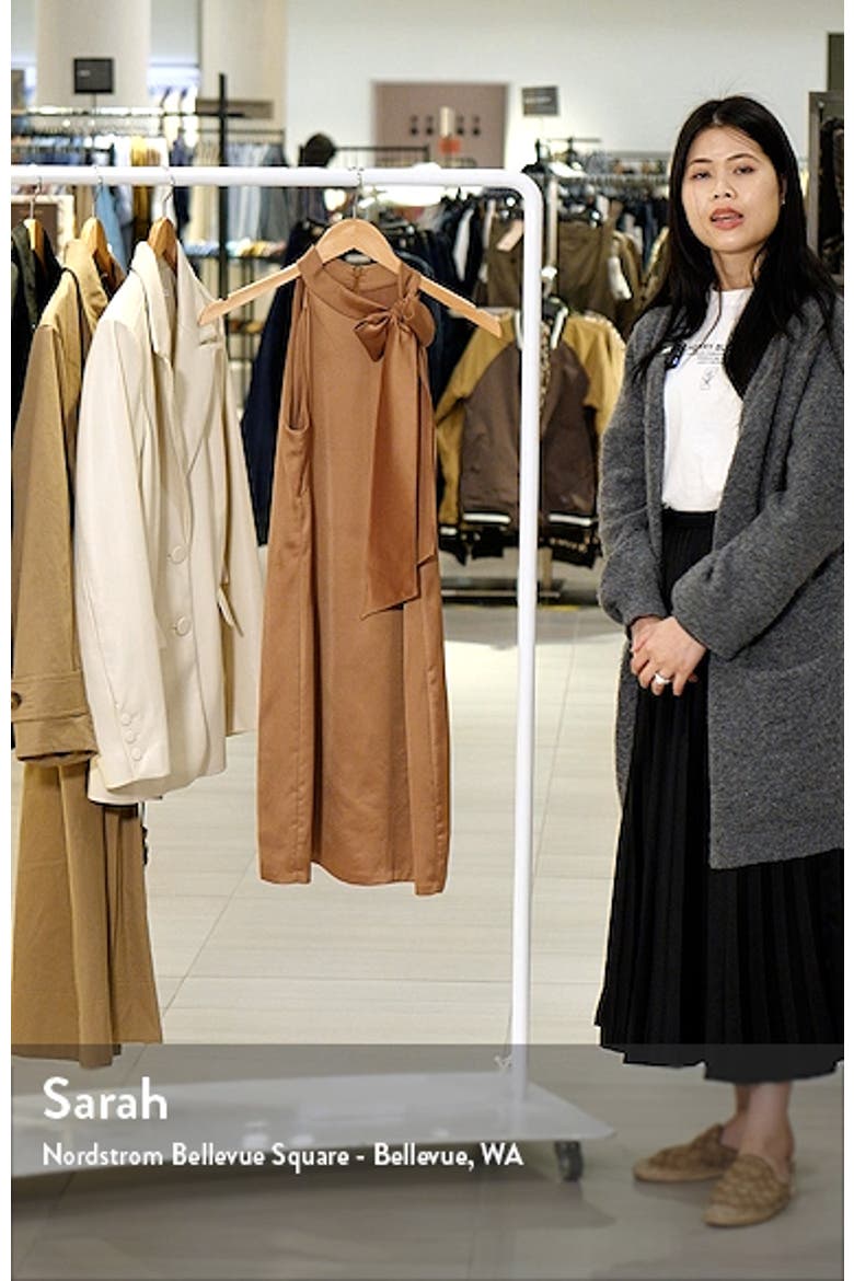Bow Neck Satin Shift Dress video