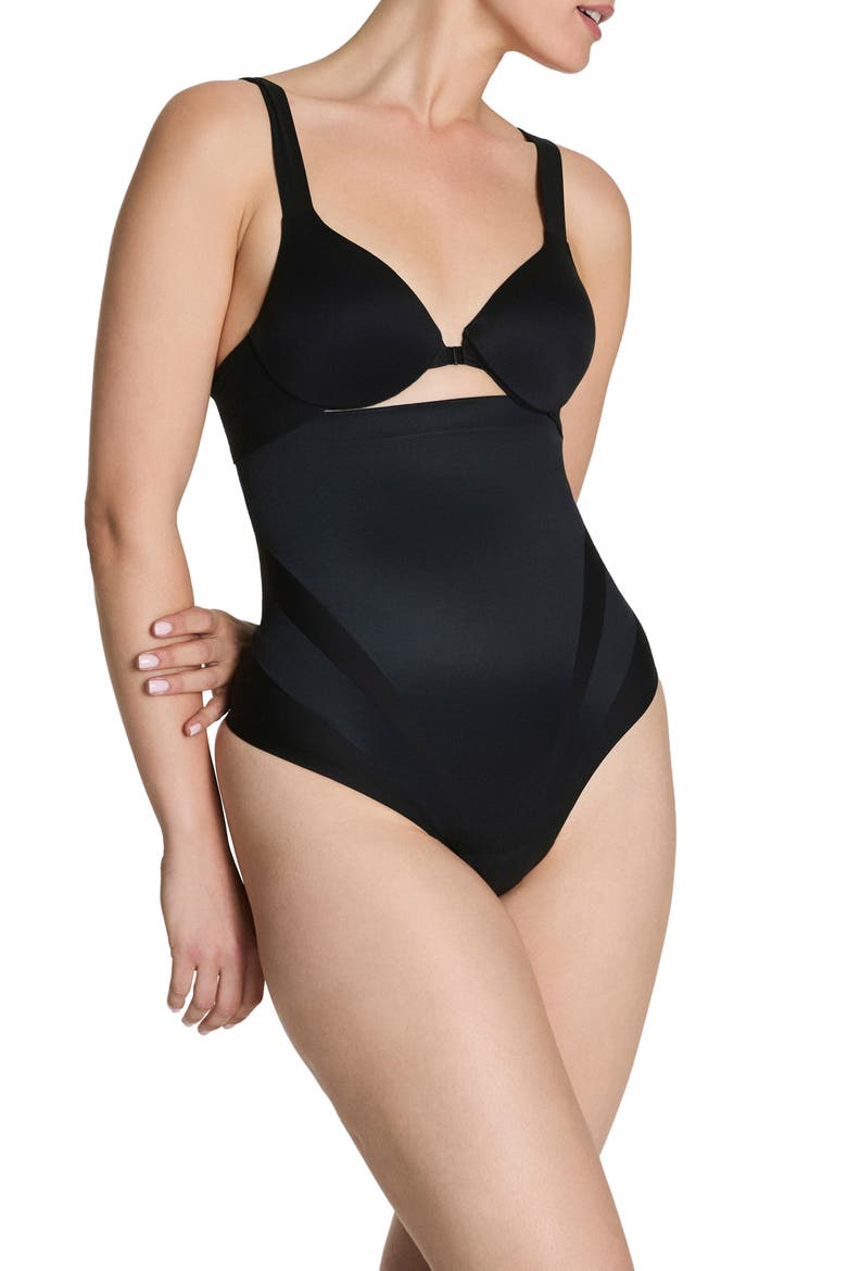 High Waist Thong, Main, color, VERY BLACK