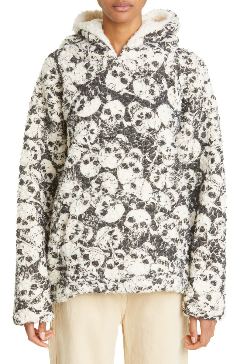 ERL Gender Inclusive Skull Print Fleece Hoodie, Main, color,