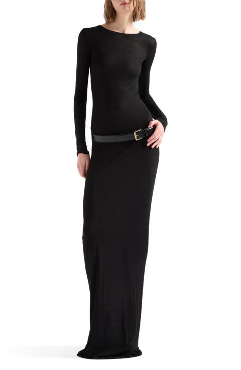 Fitted Long Sleeve Maxi Dress