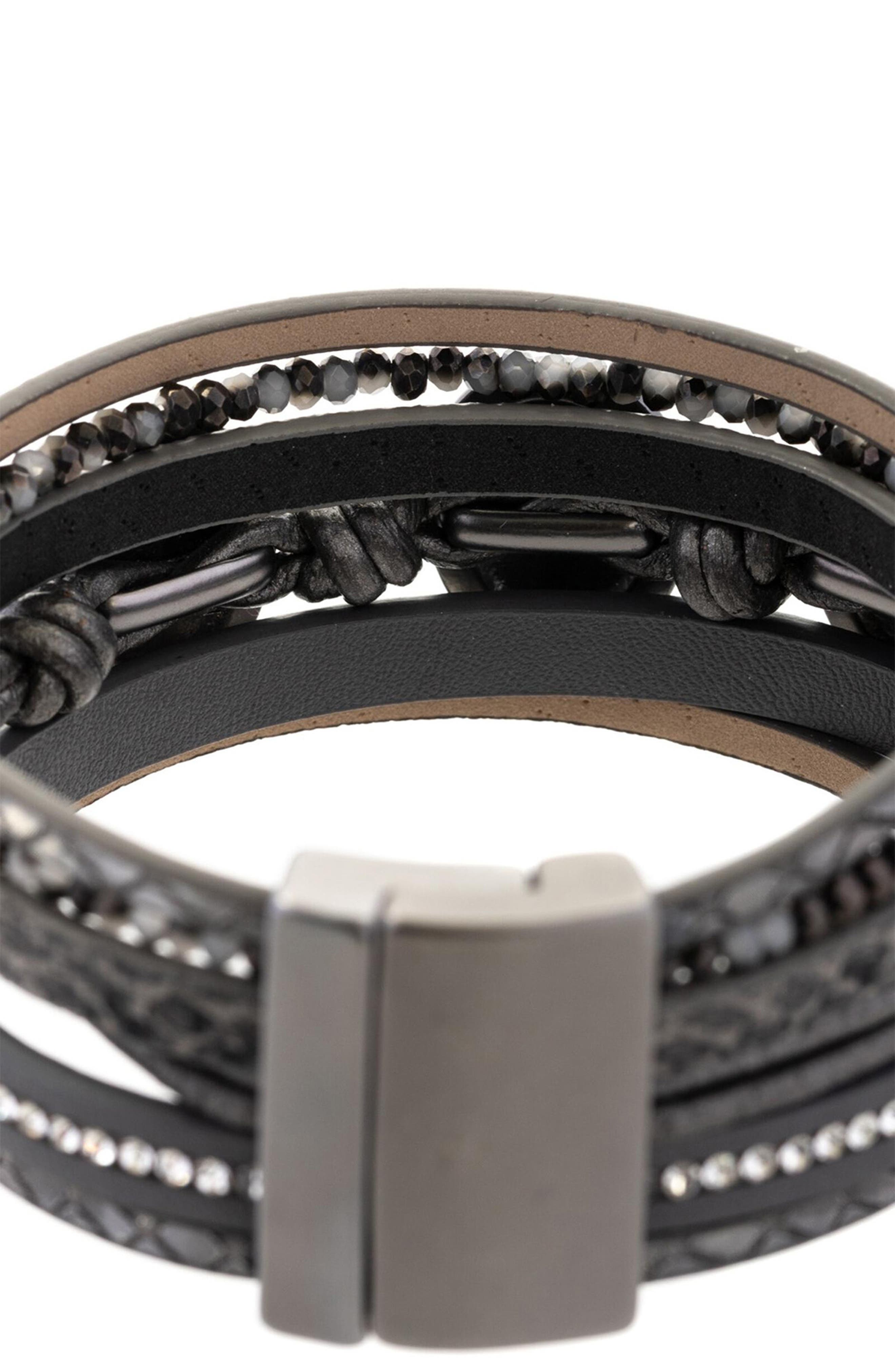 SAACHI Natural Stone Trio Leather Bracelet (Women) | Nordstromrack