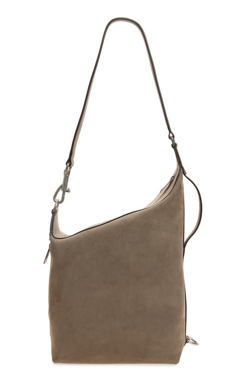 Tod's Meda Nubuck Leather Shoulder Bag In Gray