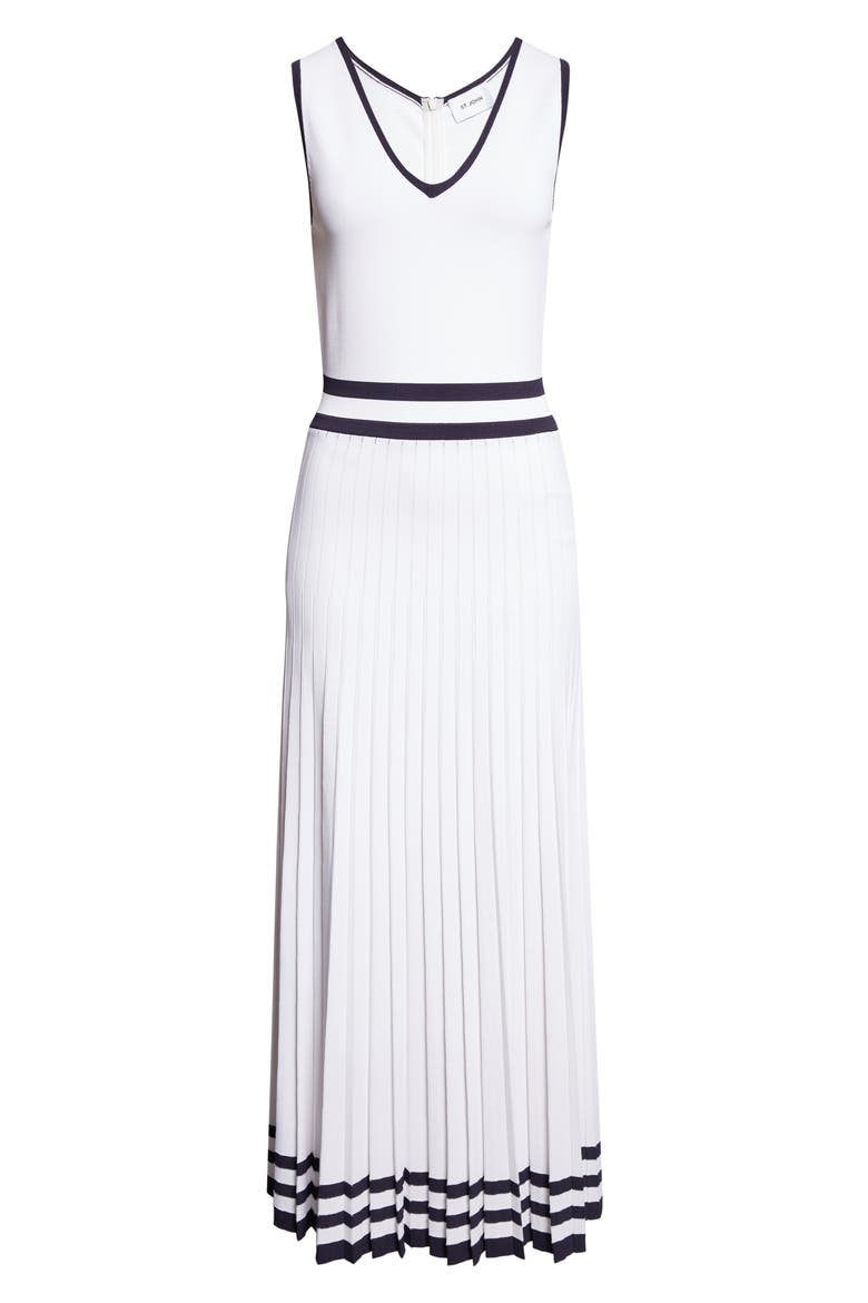 Kelsey Riviera Crepe Knit Sleeveless Dress, Alternate, color, BRIGHT WHITE/ MIDNIGHT