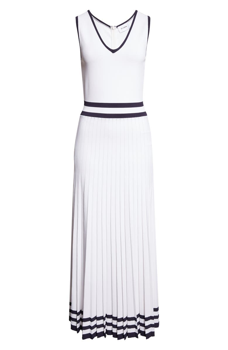 ST. JOHN Kelsey Riviera Crepe Knit Sleeveless Dress, Alternate, color, Bright White/ Midnight