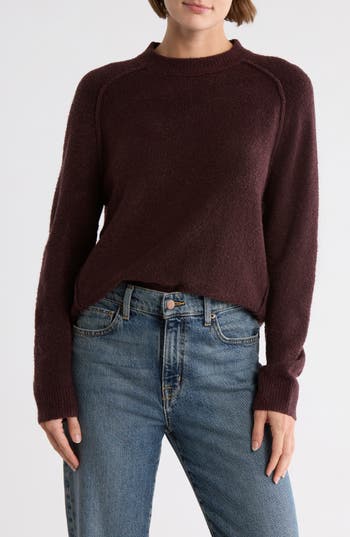 Melrose And Market Raglan Crewneck Sweater In Burgundy