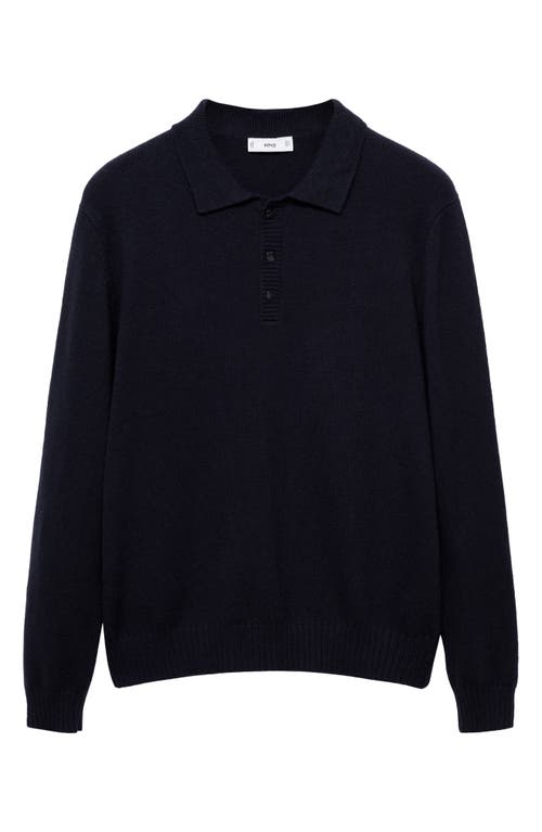 Mango Men's Wool-blend Polo-collar Sweater In Dark Navy