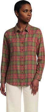 Lands' End Flannel Boyfriend Long Sleeve Shirt