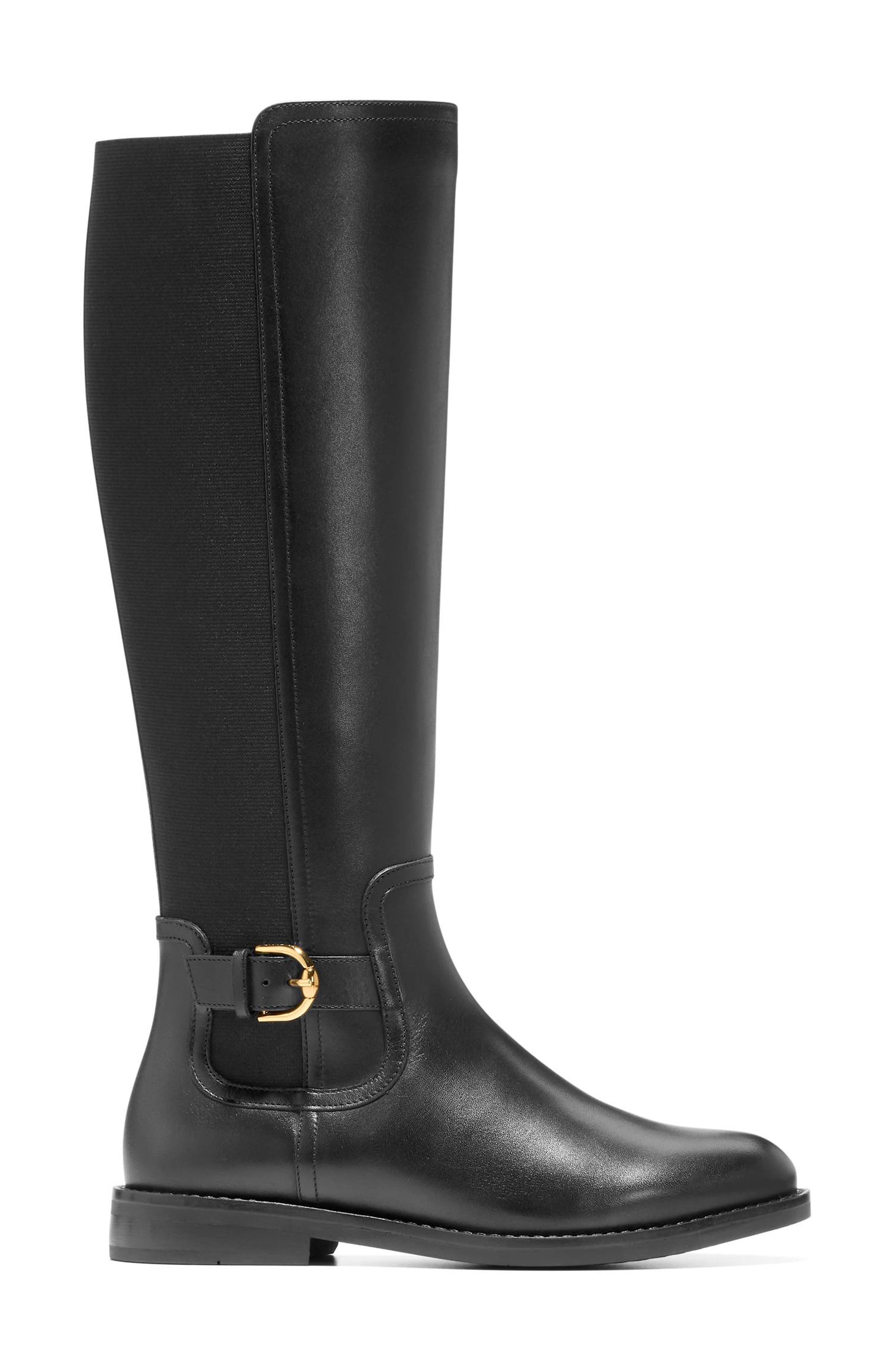Cole Haan Celestina Riding Boot, Alternate, color, Black Leather