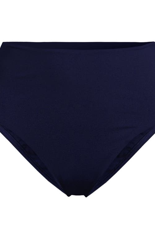 LANDS' END LANDS' END RIBBED SMOOTHING HIGH WAISTED BIKINI BOTTOMS 