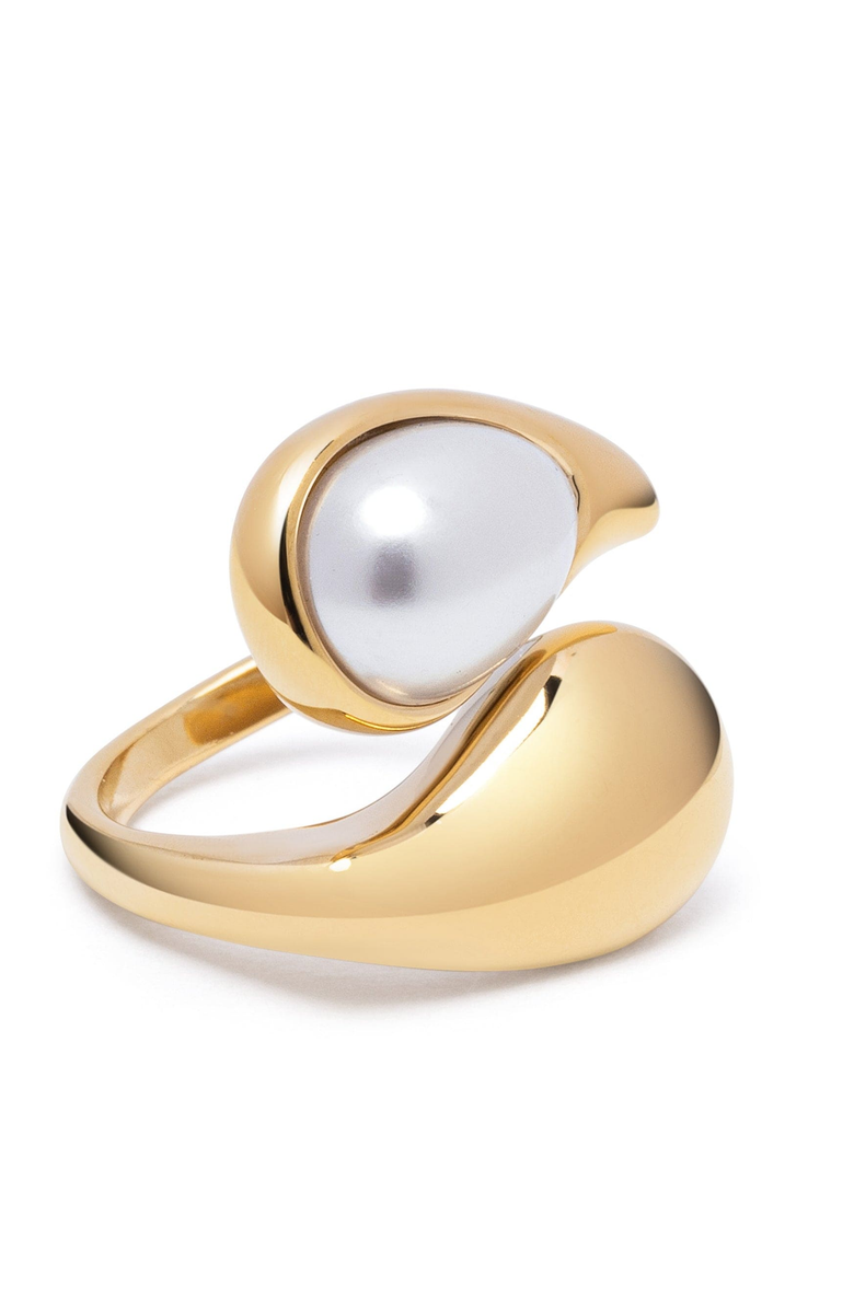 Nialaya Large Pearl Cuff Ring, Alternate, color, Gold