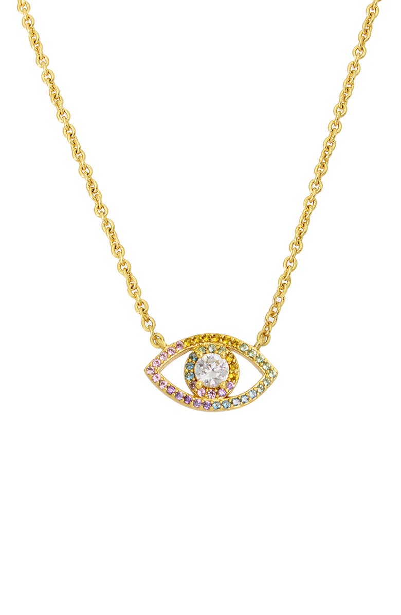 Kurt Geiger London Cubic Zirconia Evil Eye Pendant Necklace, Alternate, color,