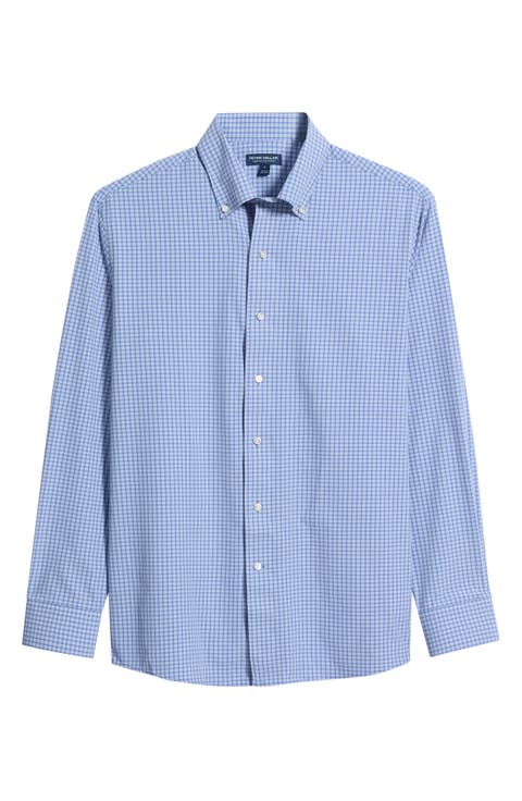 Eugene Tailored Fit Check Performance Poplin Button-Down Shirt