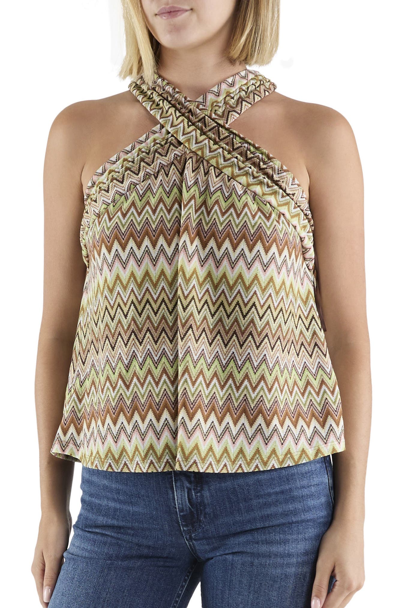 Harvest Chevron Crossover Halter Top