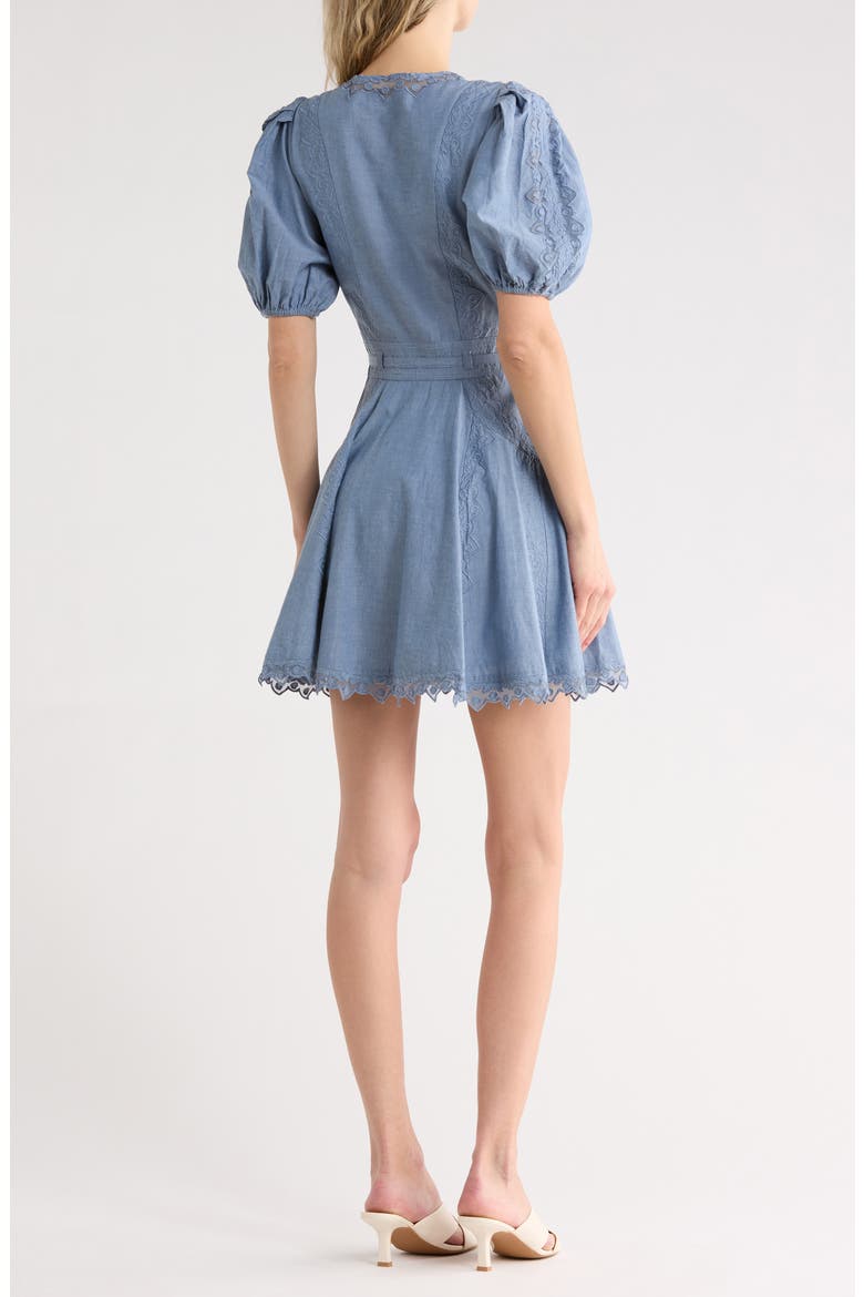 Camilla Mesh Detail Cotton Minidress, Alternate, color, CHAMBRAY