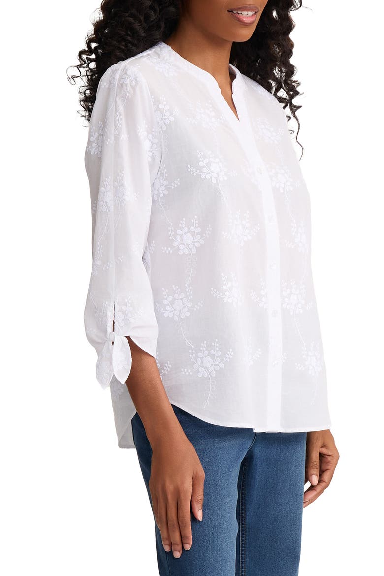 Floral Embroidered Button-Up Shirt, Alternate, color, NATURAL WHITE