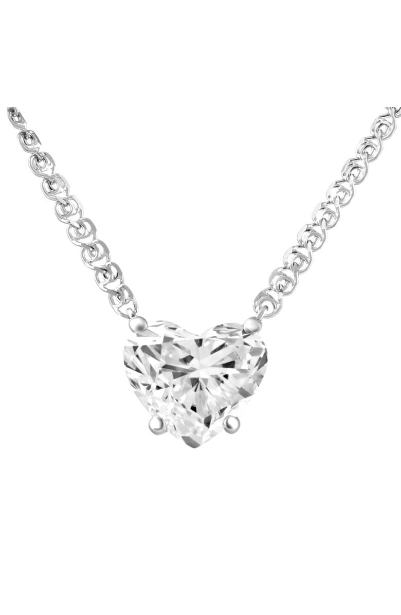 Bliss Diamond Certified 3Ct Heart Solitaire Diamond Pendant Necklace 14k Gold Lab Grown, Main, color, 14K White Gold