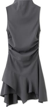 MANGO Ruched Side Seam Handkerchief Hem Minidress