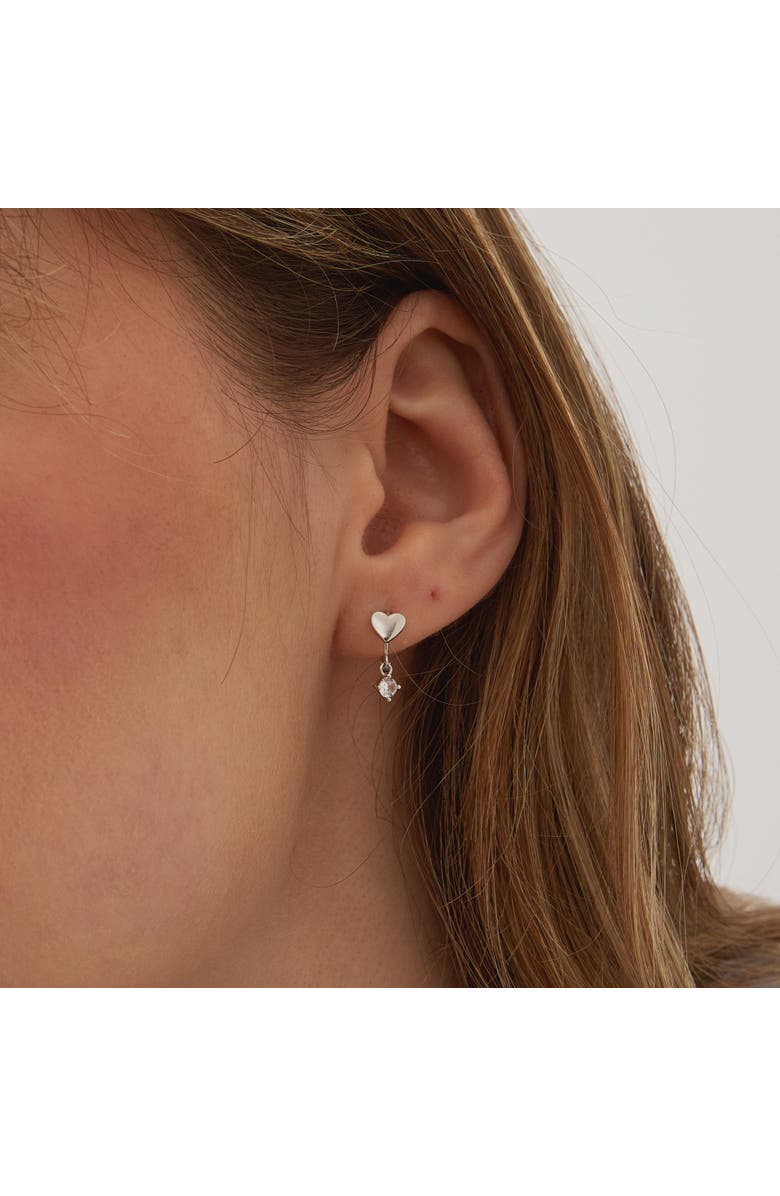 Spero London Heart Huggie Hoop Drop Earrings, Alternate, color, Silver