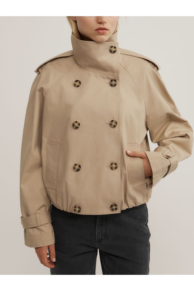 Funnel Neck Cropped Trench Coat, Alternate, color, Neutral