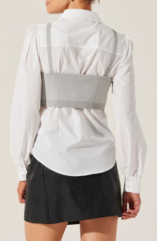 Astr The Label Layered Bustier Top & Button-up Shirt In Grey Combo