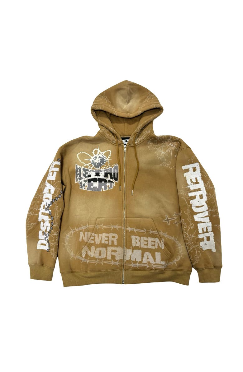 RETROVERT Destruction Zip Hoodie, Main, color, Brown