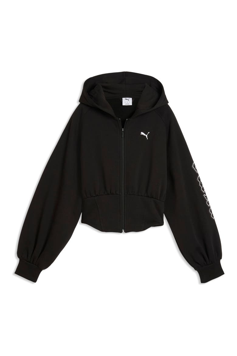 Street Glam Studded Cotton Blend Hoodie, Alternate, color, PUMA BLACK