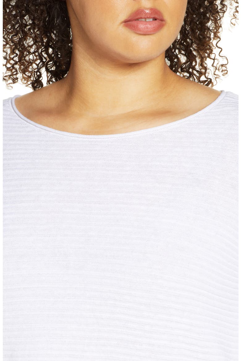 Horizontal Ribbed Organic Linen & Cotton Sweater, Alternate, color, WHITE