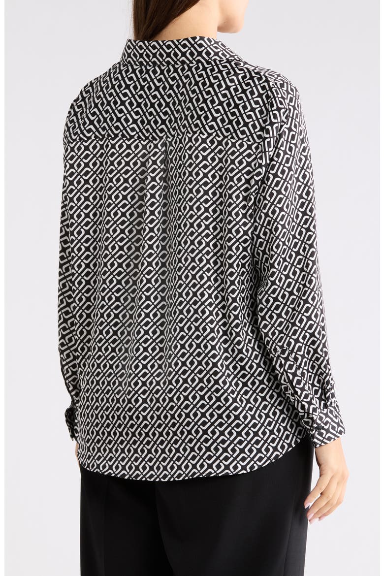Long Sleeve Button-Up Shirt, Alternate, color, BLACK/ VANILLA ICE