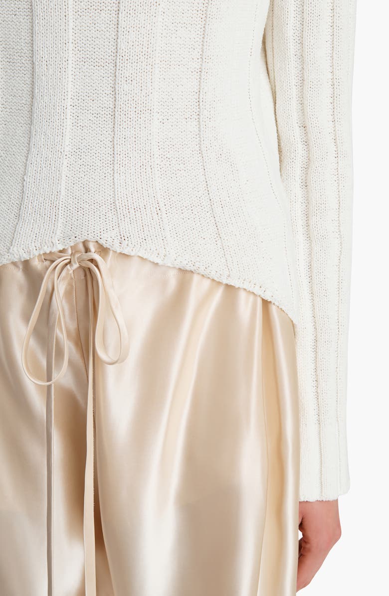 Khaite Sylas Off the Shoulder Rib Sweater, Alternate, color, Glaze