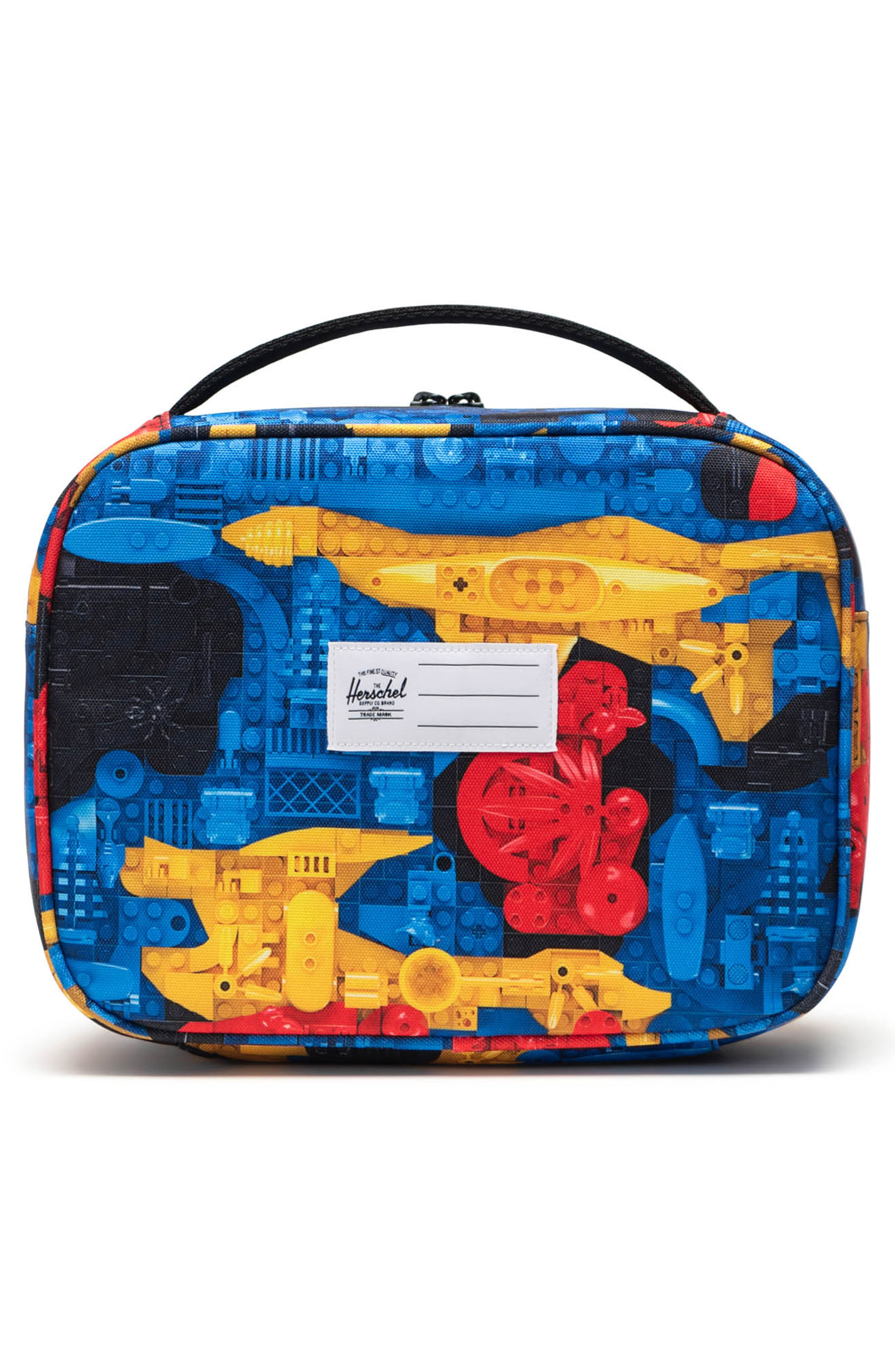 Herschel Supply Co. x LEGO<sup>®</sup> Kids' Pop Quiz Lunch Bag, Alternate, color, Scavenger Hunt Bricks