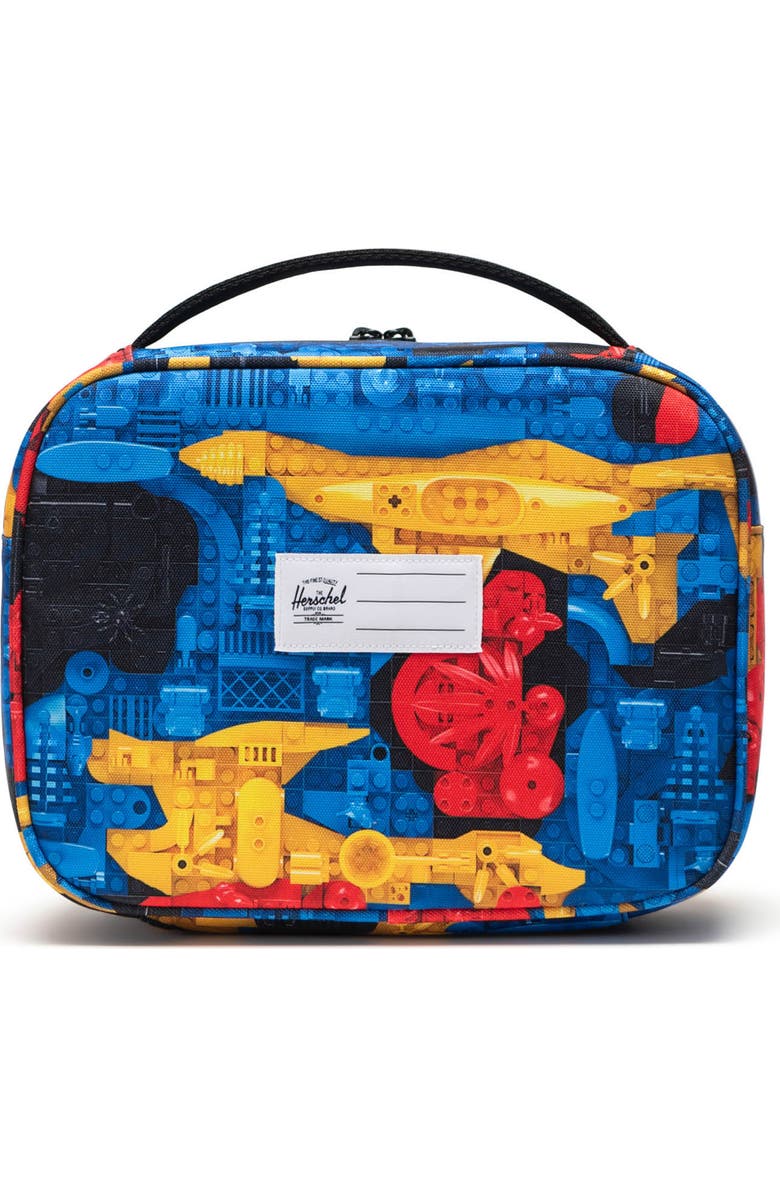 Herschel Supply Co. x LEGO<sup>®</sup> Kids' Pop Quiz Lunch Bag, Alternate, color, Scavenger Hunt Bricks