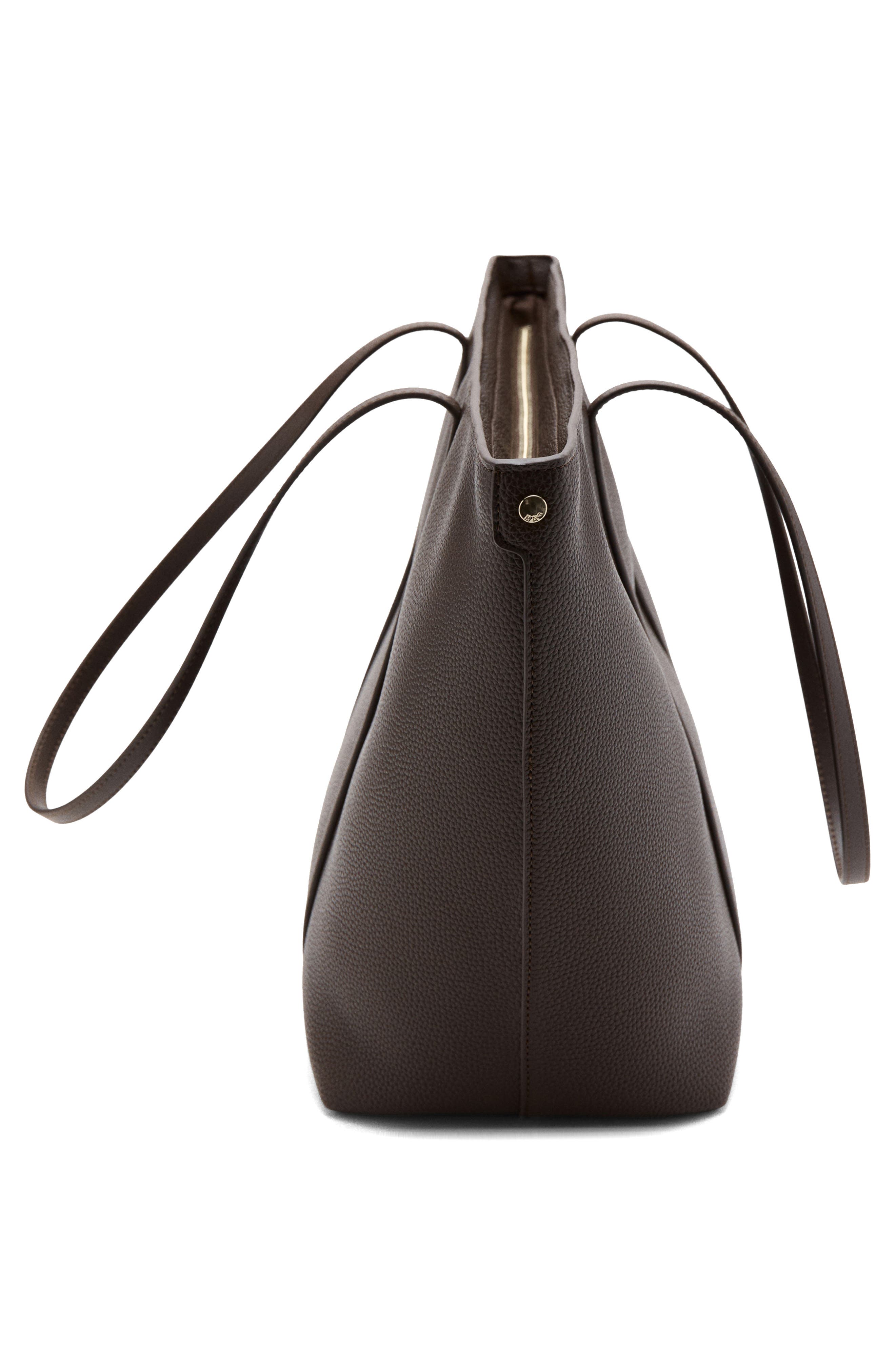 Faux Leather Shopper Bag, Alternate, color, CHOCOLATE