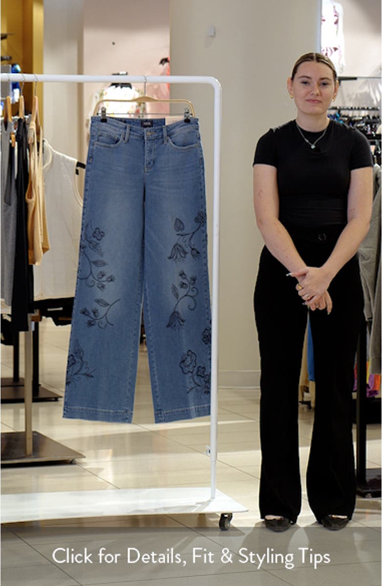 Teresa Embroidered High Waist Wide Leg Jeans, sales video thumbnail