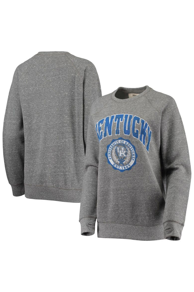 Women's Pressbox Heathered Gray Kentucky Wildcats Edith Vintage Knobi Raglan Pullover Sweatshirt, Main, color, Heather Gray