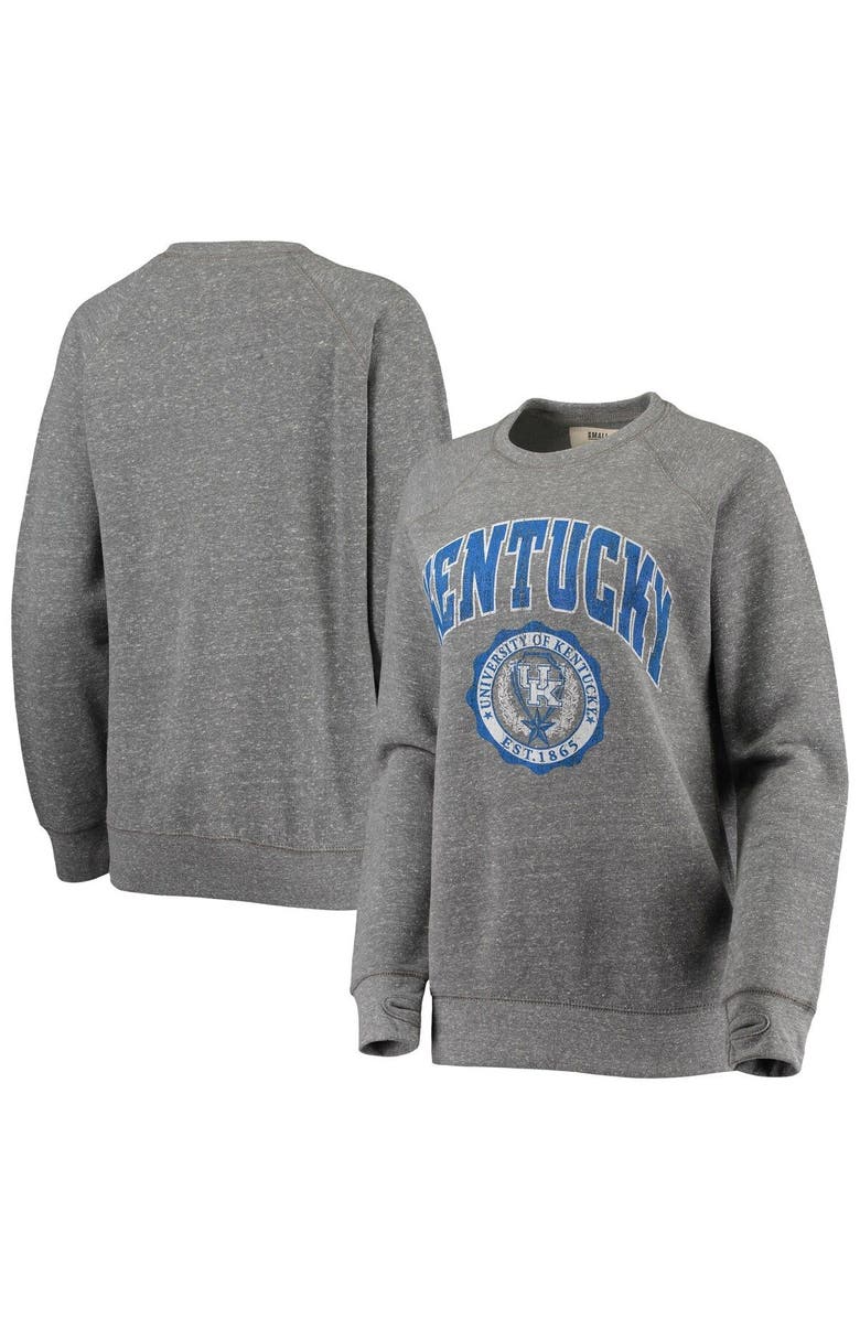 PRESSBOX Women's Pressbox Heathered Gray Kentucky Wildcats Edith Vintage Knobi Raglan Pullover Sweatshirt, Main, color, 