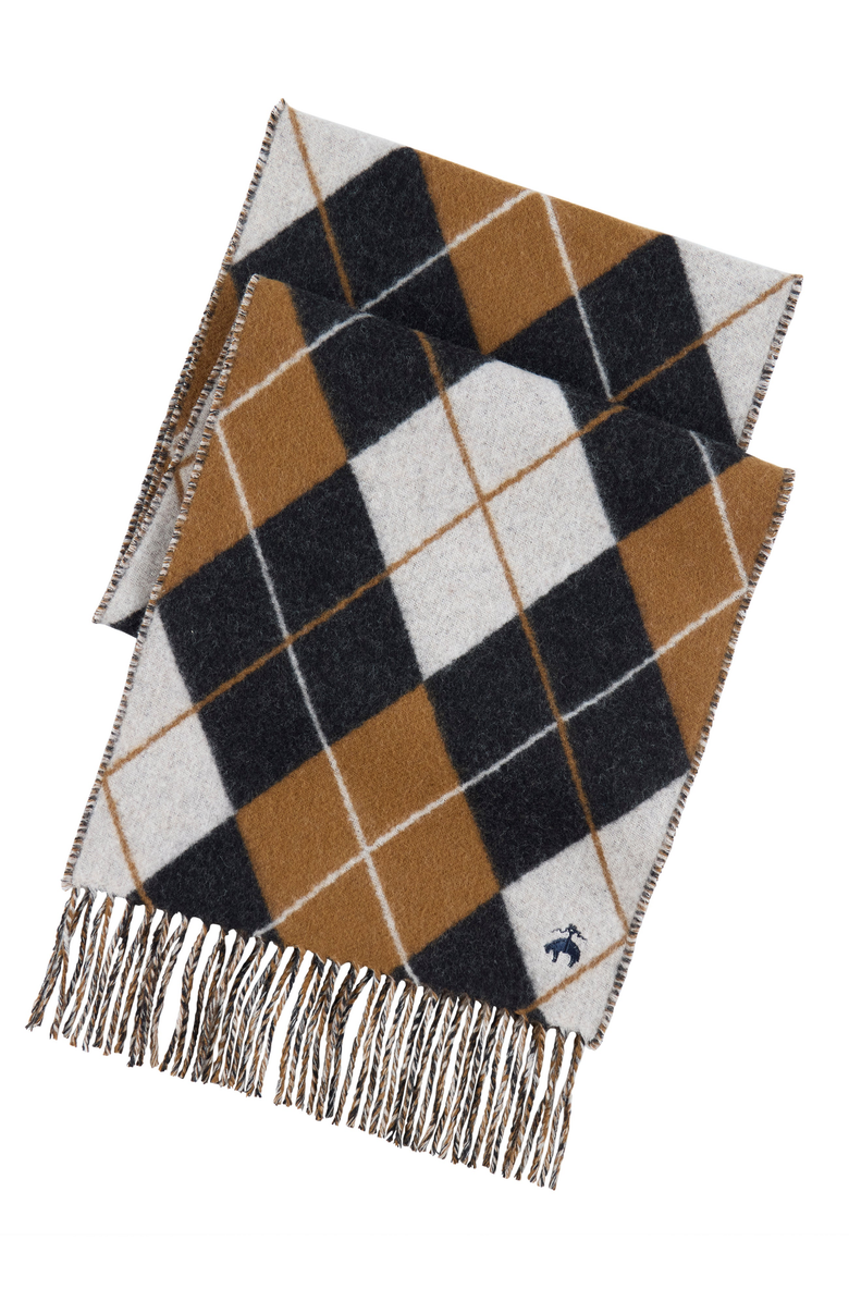 Brooks Brothers Cashmere Blend Argyle Scarf, Alternate, color, Black