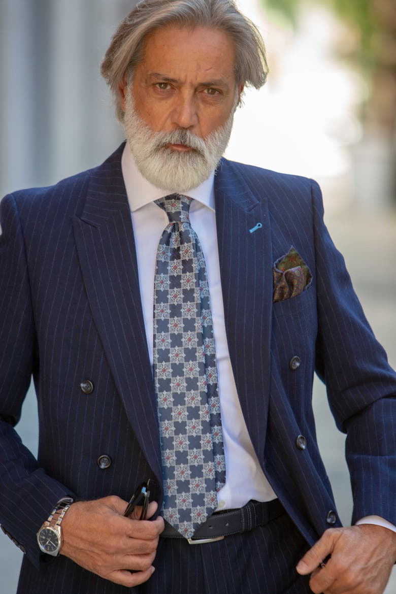 Amalfi - Silk Jacquard Tie for Men, Alternate, color, Blue