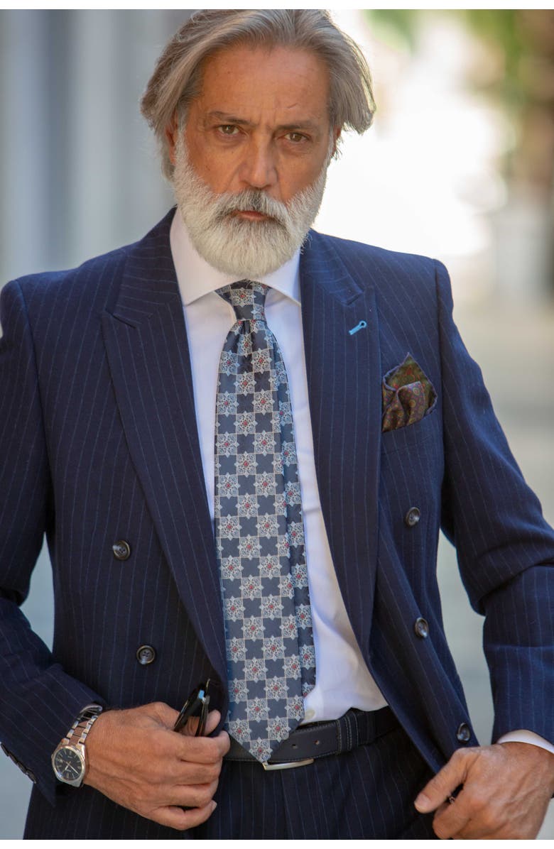 Elizabetta Amalfi - Extra Long Silk Jacquard Tie for Men, Alternate, color, Blue