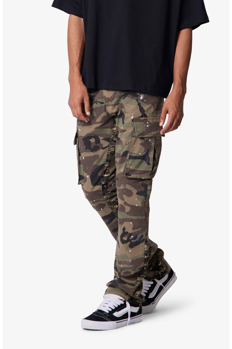 Paint Splatter Camo Print Cotton Cargo Pants, Alternate, color, CAMO